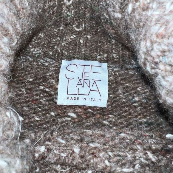 Stella Jean Wool Alpaca Silk Roll Neck Chunky Speckled Knit Sweater Brown 8 - Picture 10 of 13